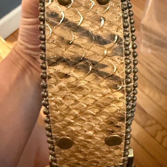 Chico\'s Gold Bronze Studded Bling Embellished Belt western rodeo, cowboy glam main image 4